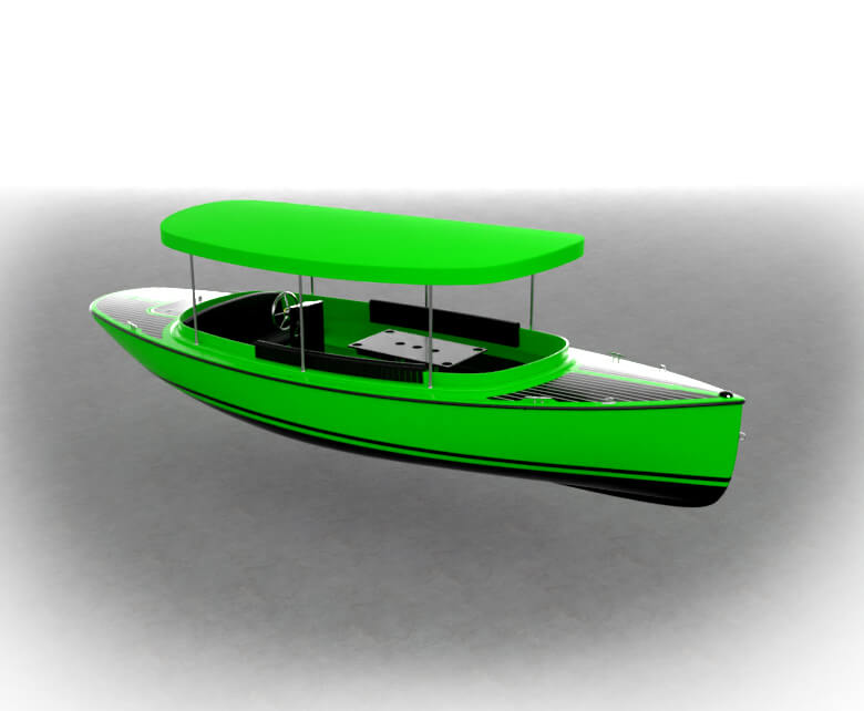 Fantail_217_2017_Lamborgini_Green_Black electric boat