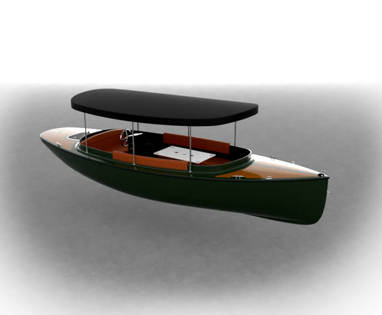 fantail 217 2022 dark green electric boat 3d
