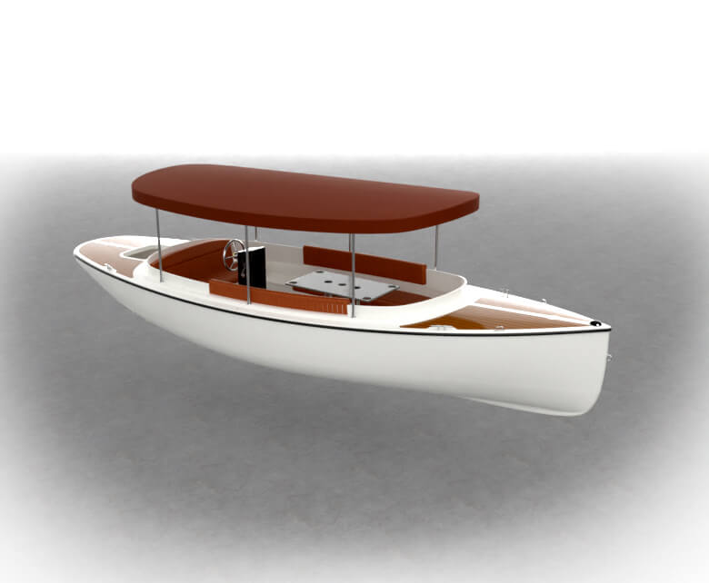Electric Boat Fantail 217 White & Ochre 2022