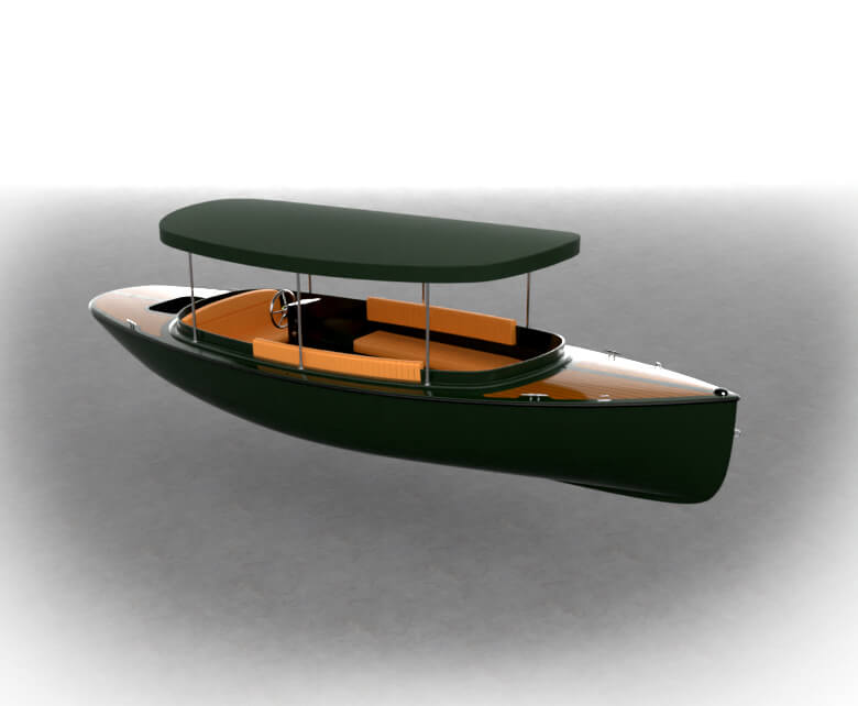 Fantail 217 Dark Green & Dune Electric Boat